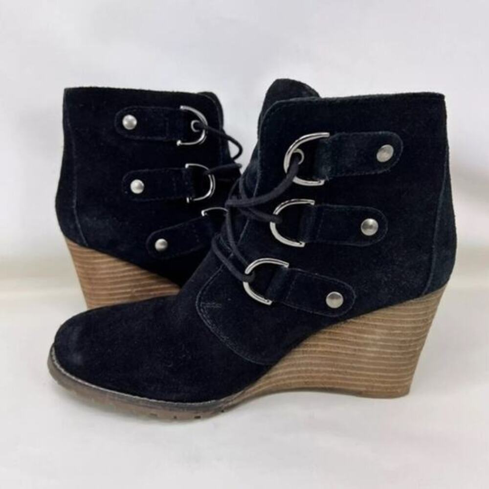 NWOT DIBA True Better Now 3” Wedged Genuine Leather Suede Boots Black SZ 8.5